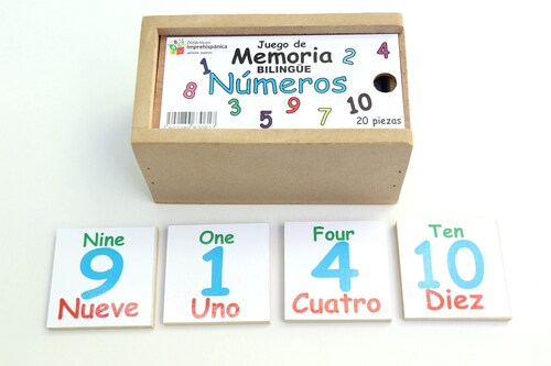 Juego De Memoria De Madera C/20 Piezas NUMEROS.