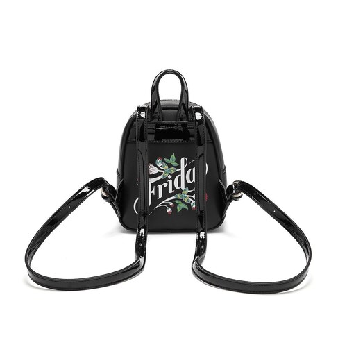 Mini Mochila negra Frida Kahlo Cartoon Original .