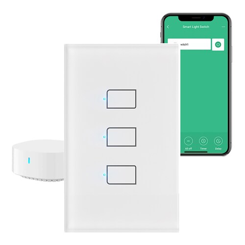  Apagador Smart 3 Botones *incl. S3hub* Wifi compatible con Alexa, Siri, Google