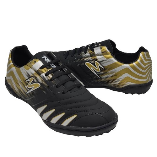 Tenis Metro-E 450 Negro Dorados Futbol Rápido Fut Siete Hombre	