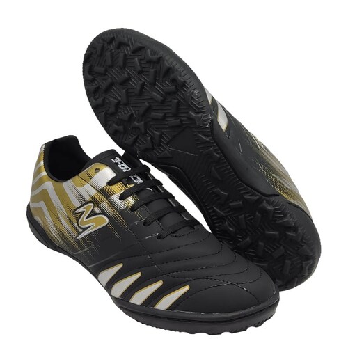 Tenis Metro-E 450 Negro Dorados Futbol Rápido Fut Siete Hombre	