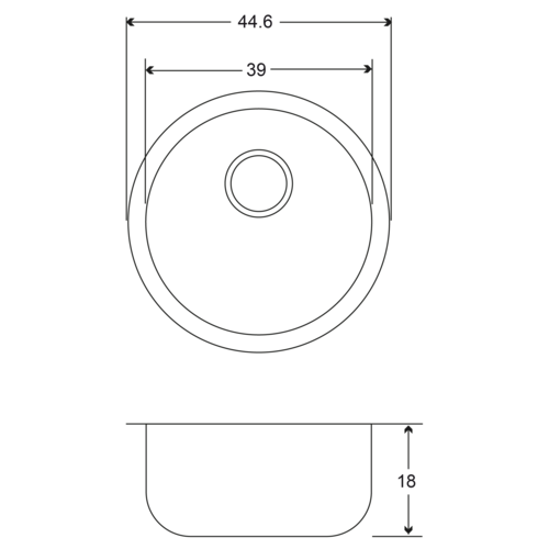 Fregadero Cocina Submontar Redonda 44.6x18 Eb Acero A177a