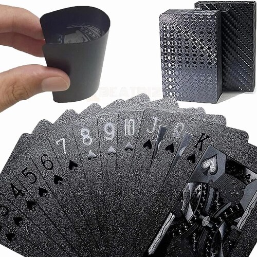Cartas Poker Negra Baraja Pvc Impermeable