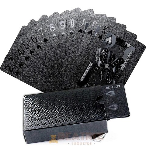 Cartas Poker Negra Baraja Pvc Impermeable