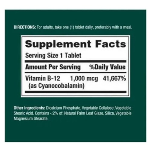 Vitamina B12 1000mcg 200 Tabletas Natures Bounty Sistema Inmune Natures Bounty