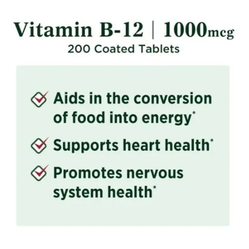 Vitamina B12 1000mcg 200 Tabletas Natures Bounty Sistema Inmune Natures Bounty