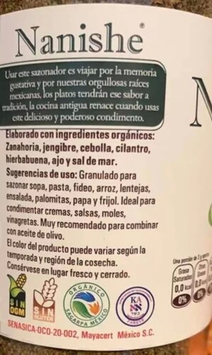 Nanishe Sazonador Vegetal 120g Cusibani Orgánico Consomé