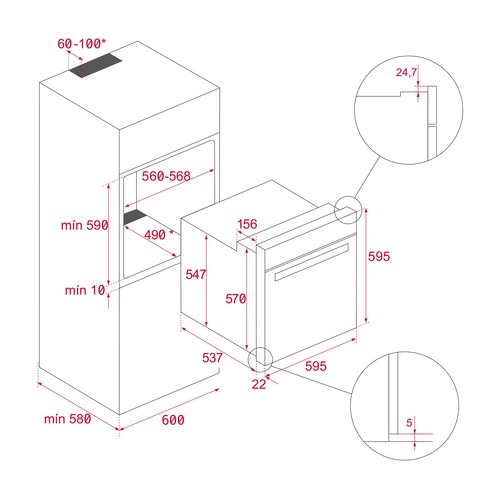 Horno Eléctrico Empotrable Teka HBB 605 60 cm (24 pulgadas).