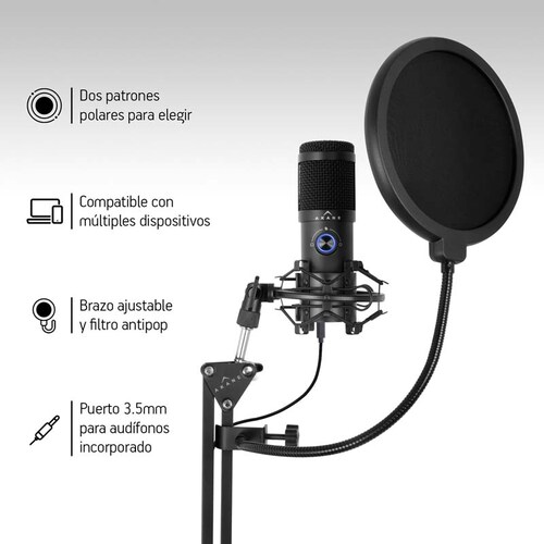 Micrófono Condensador Profesional Premium USB Mod. Omnia 200 AKANE