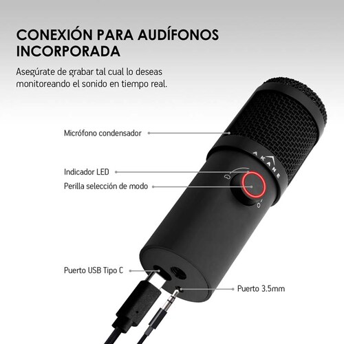 Micrófono Condensador Profesional Premium USB Mod. Omnia 200 AKANE