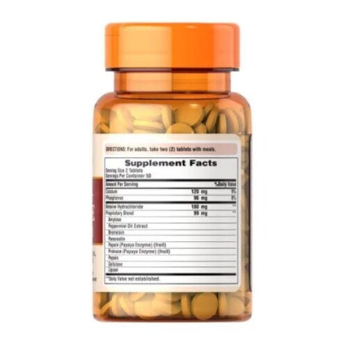 Enzimas Digestivas Multi Con Enzima De Papaya 100 tabletas  Papaina Puritan's Pride 