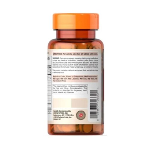 Enzimas Digestivas Multi Con Enzima De Papaya 100 tabletas  Papaina Puritan's Pride 