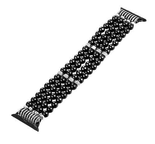 Correa Band Tipo Pulsera cuentas negras y rosas Compatible Con Apple Watch 38/40/41.