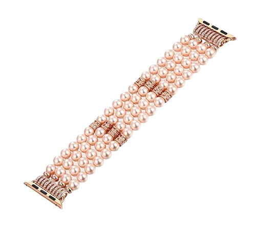 Correa Band Tipo Pulsera cuentas negras y rosas Compatible Con Apple Watch 38/40/41.