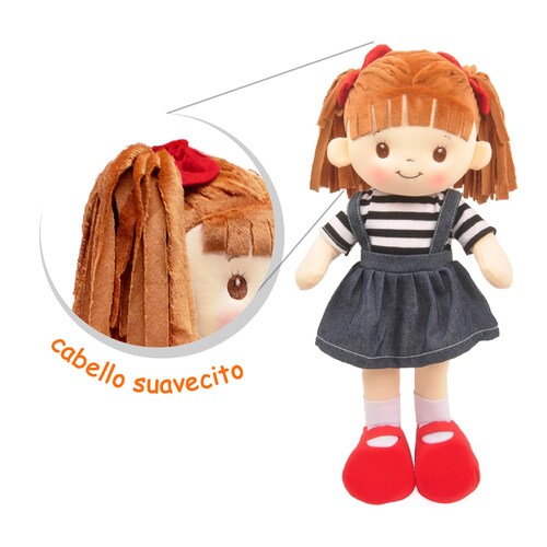 Muñeca De Trapo Muñeca Lorena con vestido mezclilla Little Sweet Hearts Mezclilla 40 Cm