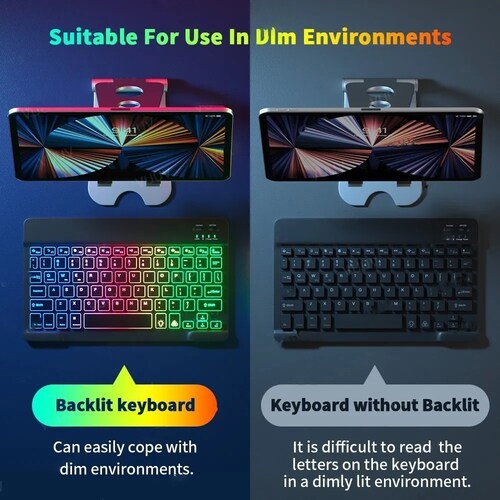 Juego De Teclado Y Mouse Con Led Inalambricos Negro
