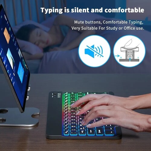 Juego De Teclado Y Mouse Con Led Inalambricos Negro
