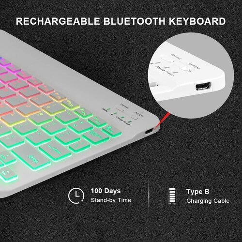 Juego De Teclado Y Mouse Con Led Inalambricos Blanco 