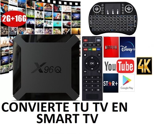 TV Box Smart 4K Android 10, 2GB 16 GB Teclado, mini x96Q, Convertidor a  SMART TV