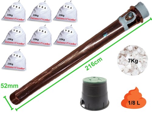 Kit Tierra Física 200A Electrodo Cobre Ionizado Proincomm UTQ7 con Intensificador VRA