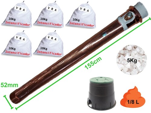 Kit Tierra Física 100A Electrodo Cobre Ionizado Proincomm UTQ5 con Intensificador VRA