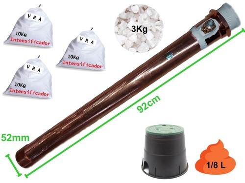 Kit Tierra Física 65A Electrodo Cobre Ionizado Proincomm UTQ3 con Intensificador VRA