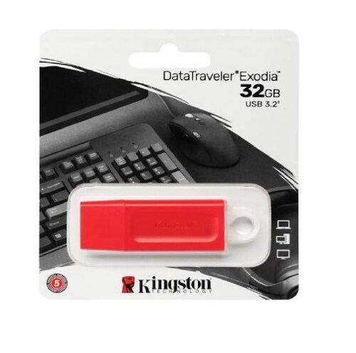 Memoria Usb Kingston Kc-u2g32-7gr Usb 3.2 32gb Color Rojo pc laptop datos almacenamiento original