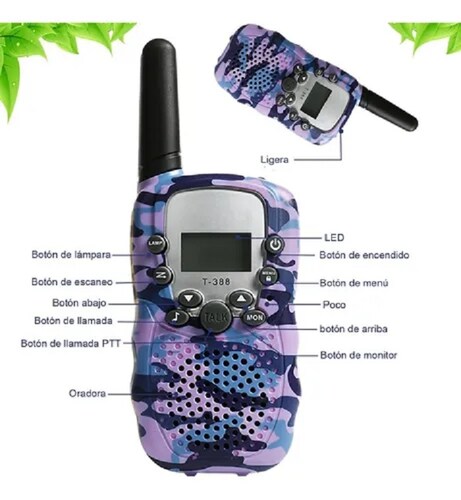 2 Radio Walkie Talkie Con Rango Para Niños Camuflaje