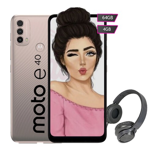 Celular Motorola Moto E40 64GB Ram 4Gb- Rosa + Diadema