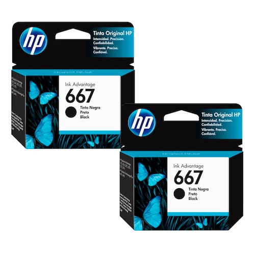 Combo De 2 Cartuchos De Tinta HP 667 Negro Original 3YM79AL