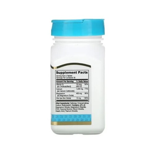 Calcio Magnesio Zinc + Vitamina D3 90 Tabletas Ayuda Huesos Century 