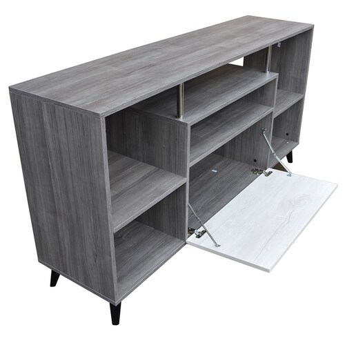 Centro De Entretenimiento Ibiza, Mueble Tv Funcional Hogare, Practico e Inteligente Gris Blanco