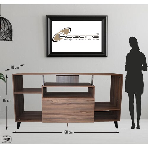Centro De Entretenimiento Ibiza, Mueble Tv Funcional Hogare, Elegante y funcional Parota 