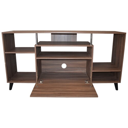 Centro De Entretenimiento Ibiza, Mueble Tv Funcional Hogare, Elegante y funcional Parota 