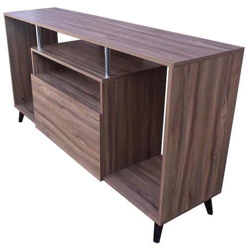 Centro De Entretenimiento Ibiza, Mueble Tv Funcional Hogare, Elegante y funcional Parota 