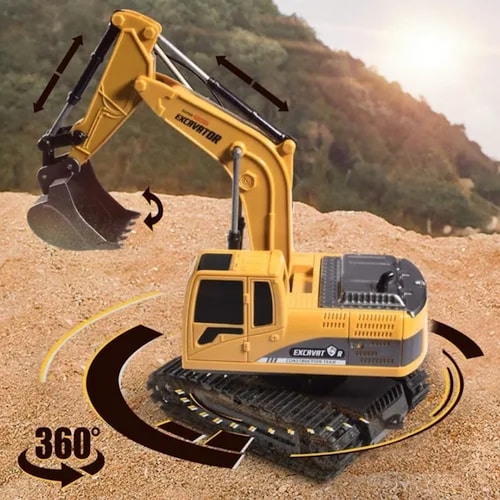 Excavadora Control Remoto 1:24 Rc Juguete 6canal Niños Metal