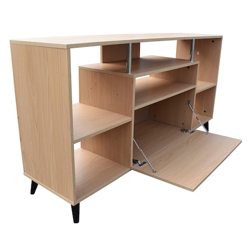 Centro De Entretenimiento Ibiza Mueble Tv Funcional Hogare Moderno e inteligente Roble