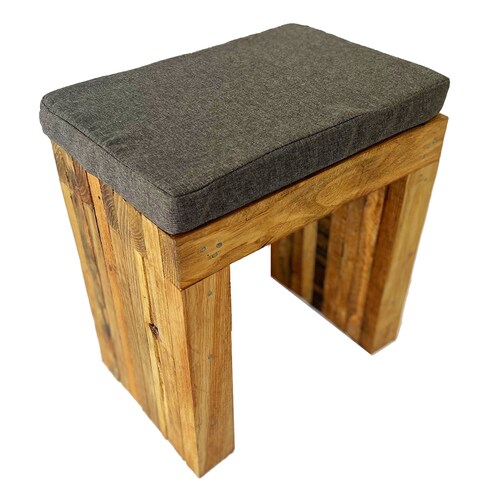 Banca para Jardín con Cojín Individual, de Madera Durable Estilo Vintage Hermoso. 45 cms.