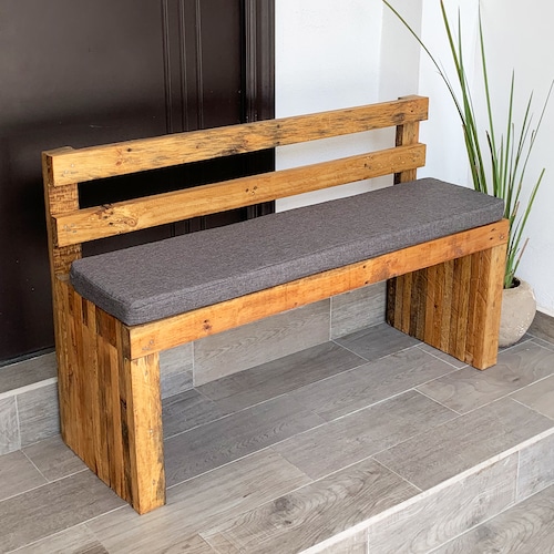 Banca de Jardín con Respaldo y Cojín, Estilo Vintage, para Interior ó Exterior. Muy Resistente y Durable.