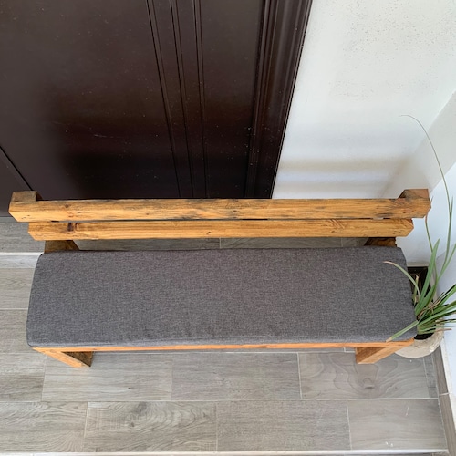 Banca de Jardín con Respaldo y Cojín, Estilo Vintage, para Interior ó Exterior. Muy Resistente y Durable.