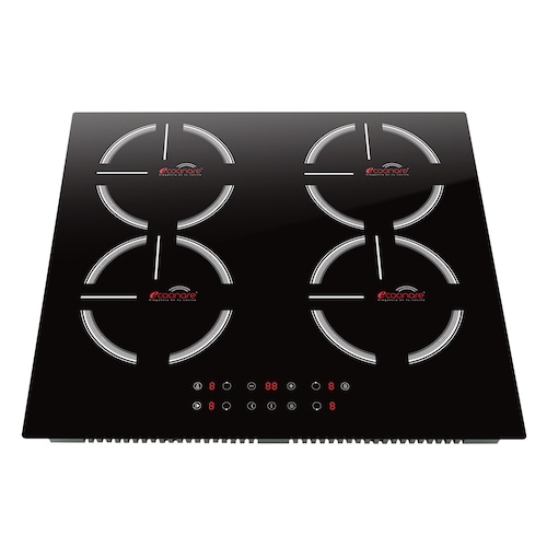 Estufa Parrilla de Inducción Magnética 4 Quemadores / Empotrable / Botones Touch / Ahorra Energía / Funcion de Temporizador y Bloqueo para Niños
