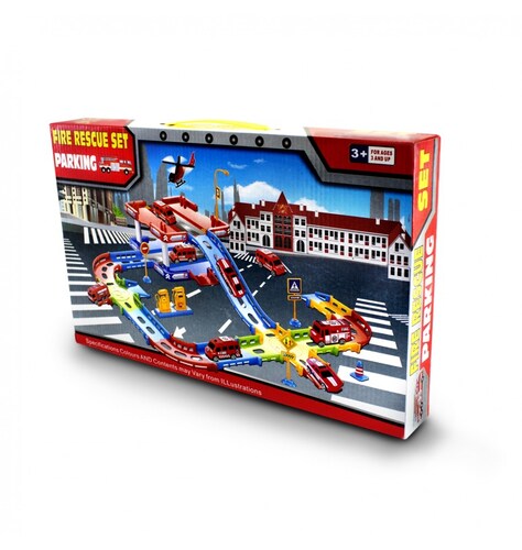 Pista de carros con helipuerto para niños