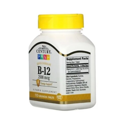 Vitamina B12 Sublingual 2500 Mcg 110tabs B 12 Disolucion Rapida 21st Century 