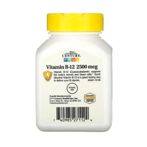 Vitamina B12 Sublingual 2500 Mcg 110tabs B 12 Disolucion Rapida 21st Century 