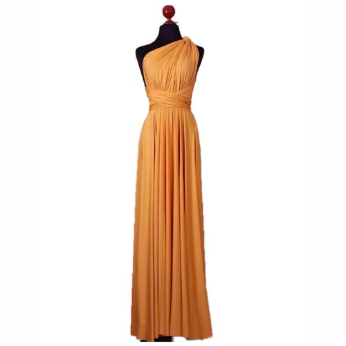 Vestido De Fiesta Multiformas Mostaza 