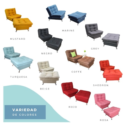 Sillón Reclinable con Ottoman Sofa cama individual tapizados en Lino Shedron