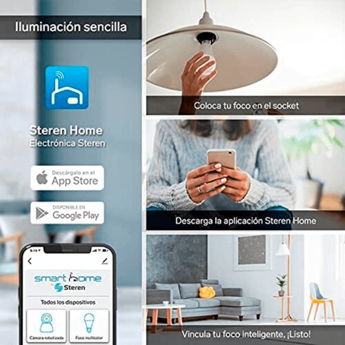 Contacto Wi-Fi, 2,4 GHz Tomacorriente inteligente Mas Foco LED Wi-Fi Foco Inteligente Bombilla Multicolor