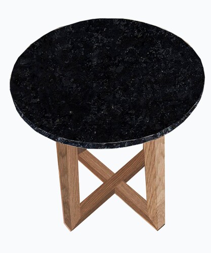 Mesa Esquinera en madera natural Con Granito