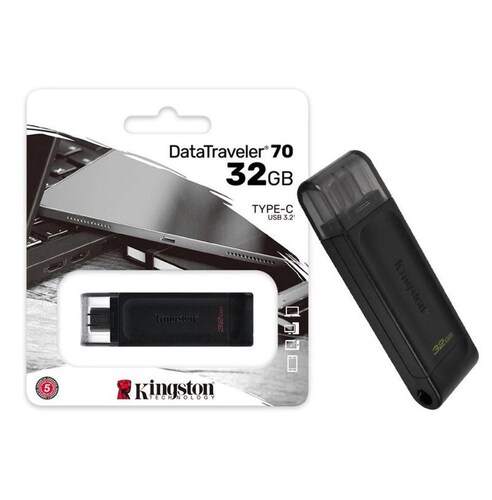 Memoria USB-C Kingston DataTraveler 70 DT70 32GB 3.2 Gen 1 negro DataTraveler tipo C