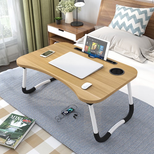 Mesa De Servicio Plegable Hogar Resistente Color Madera